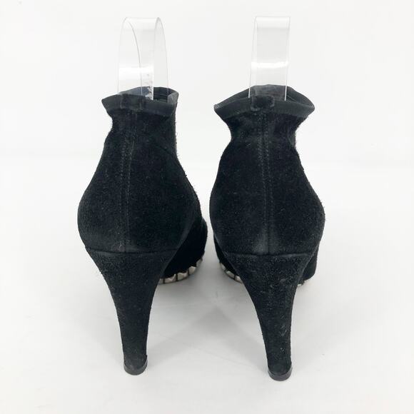 Stuart Weitzman Womens Sockemup Ankle Boots 6.5 Black Studded Suede - Picture 6 of 11